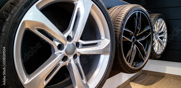 Obraz Autoreifen | Autofelgen Chrome silber, schwarz | Autohaus