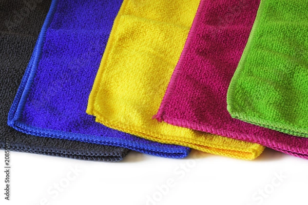 Obraz Set multi-colored scarfs from microfiber for damp cleaning