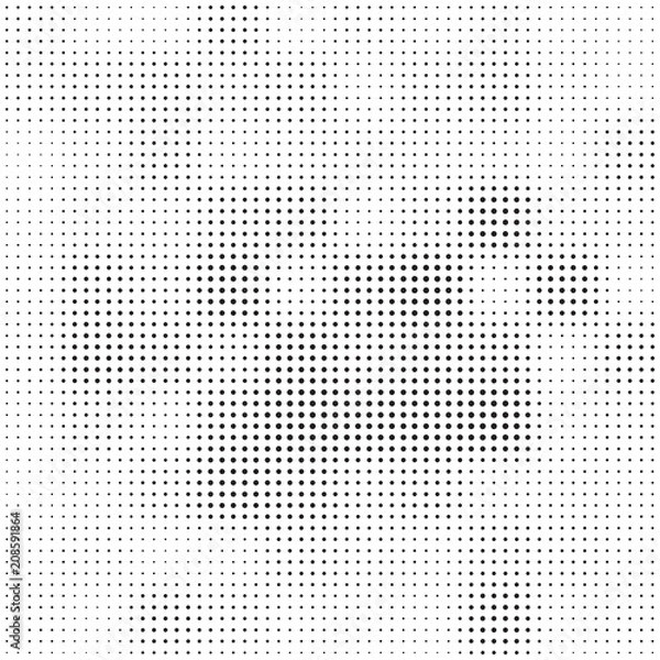 Fototapeta Halftone dots pattern, light overlay background texture in black and white, screen tone textured background, crosshatch, checkered geometric print