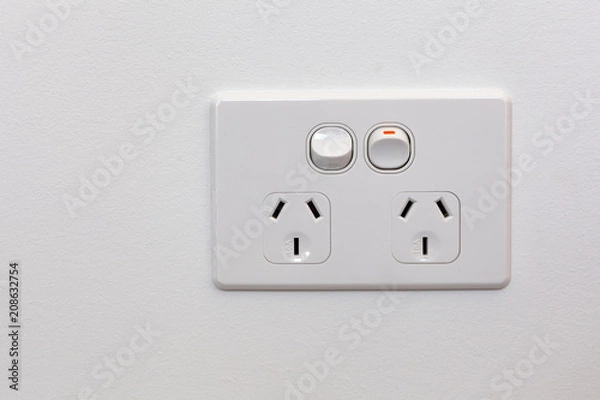 Obraz Modern Australia double power outlet on white wall