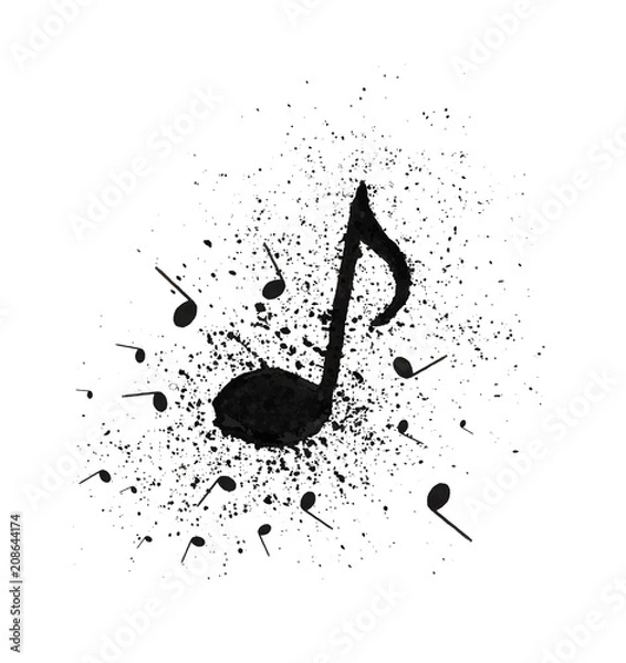 Obraz Vector illustration grunge texture hand painted watercolor musical notes