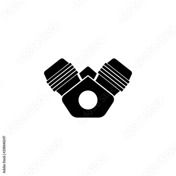 Fototapeta Motorcycle engine v twin isolated vector icon on white background