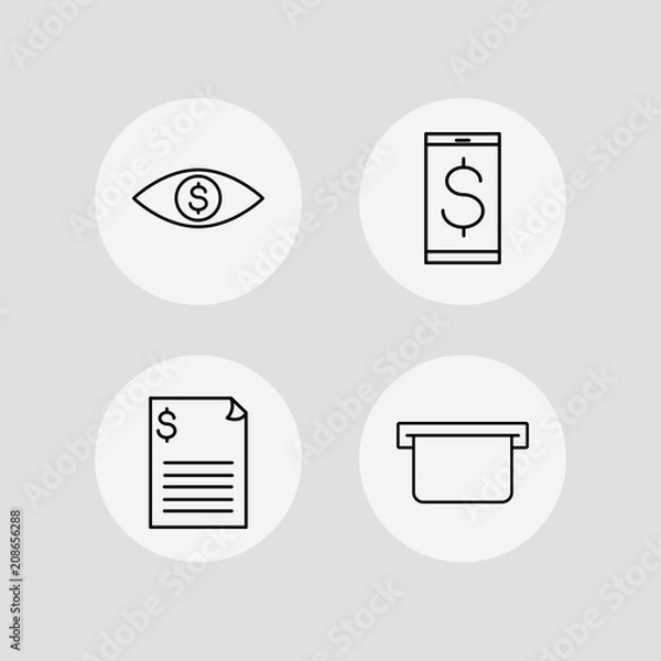 Fototapeta Finance vector icons set. Outlined linear icons