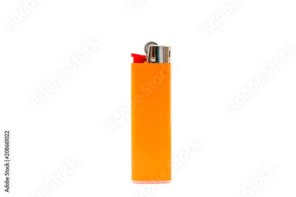 Fototapeta Orange lighter isolated on white background, with clipping path. Design element.