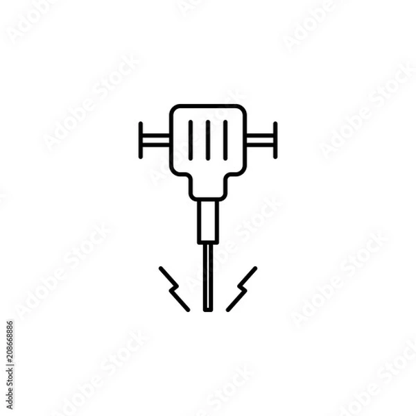Fototapeta Construction jackhammer outline icon. Element of construction icon for mobile concept and web apps. Thin line Construction jackhammer outline icon can be used for web and mobile