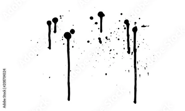 Fototapeta Ink Splatter Black Paint Brush Splashes