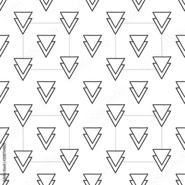 Fototapeta Hand drawn doodle have many triangles is seamless pattern background. Vector illustration.