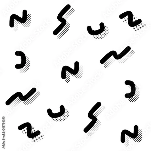 Fototapeta Black and white abstract seamless pattern in 90s style