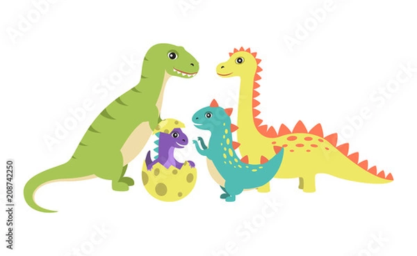 Fototapeta Kolekcja dinozaurów i ilustracji wektorowych jaj