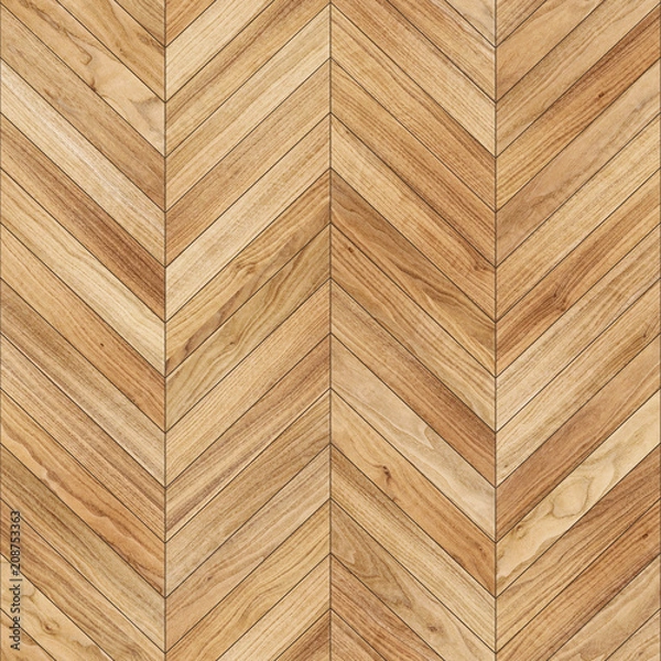 Fototapeta Seamless wood parquet texture chevron light brown 