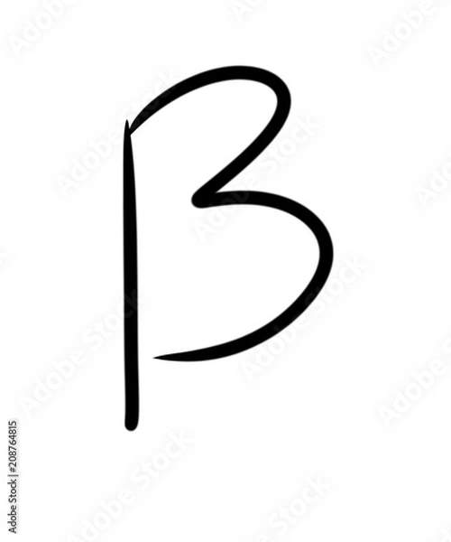 Fototapeta Expressive brush calligraphic handwritten script letters B