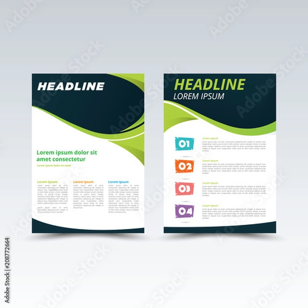 Fototapeta Vector Brochure Flyer design Layout template, size A4, Front page and back page, infographics.