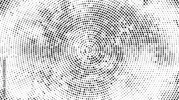 Obraz Halftone dotted background circularly distributed. Halftone effect vector pattern. Circle dots isolated on the white background.