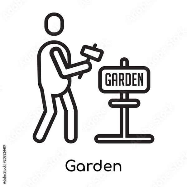 Fototapeta Garden icon vector sign and symbol isolated on white background, Garden logo concept, outline symbol, linear sign