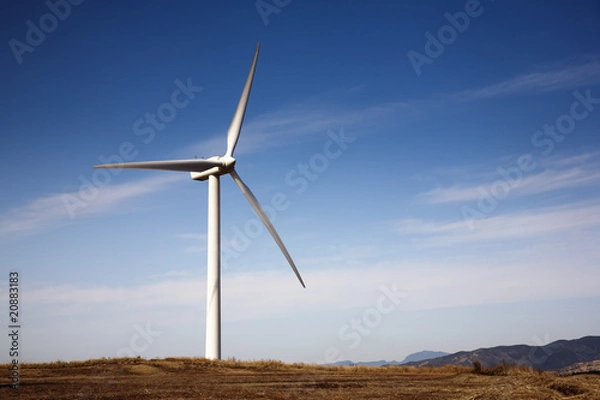 Obraz Windmill turbines generating clean electric power
