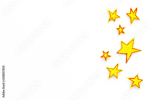 Fototapeta Stars frame. Drawn stars on white background top view space for text