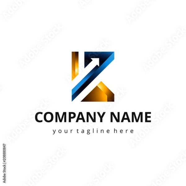 Fototapeta Abstract letter K combine with up arrow