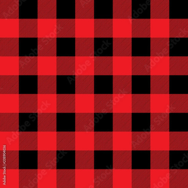 Obraz Checkered red plaid. Vector seamless pattern.