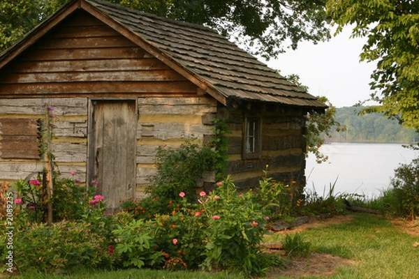 Obraz log cabin by the lake