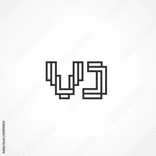 Fototapeta Initial Letter VJ Logo Template Vector Design
