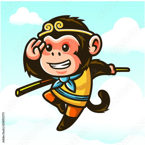 Fototapeta Monkey King Mascot Design Vector