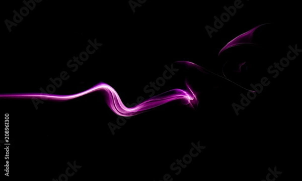 Obraz Purple smoke on black background