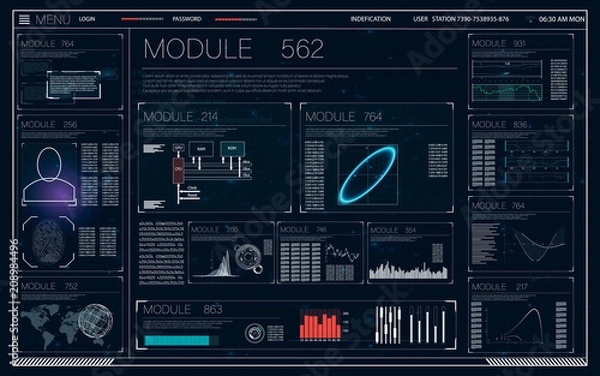 Obraz HUD UI  app. Futuristic user interface HUD and Infographic elements. 