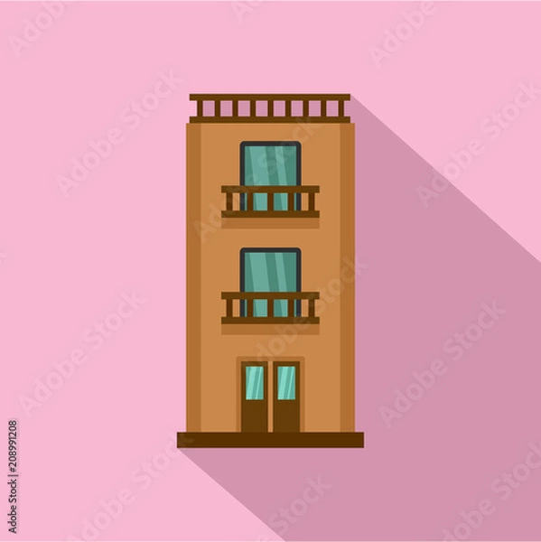 Fototapeta Two floor house icon. Flat illustration of two floor house vector icon for web design
