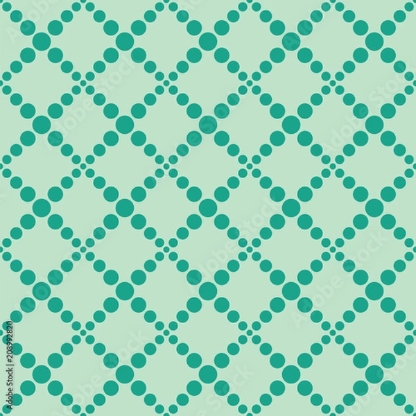 Fototapeta Seamless dots pattern, folk motif, seamless diagonal crosshatch pattern, monotone background texture, abstract screen print texture, green seamless fabric print