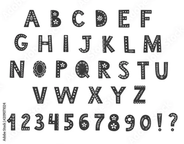 Fototapeta Scandinavian font. Vector illustration.