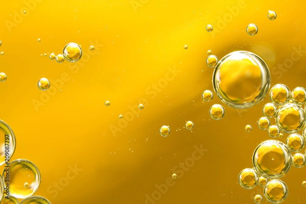 Obraz golden yellow bubble oil, abstract background