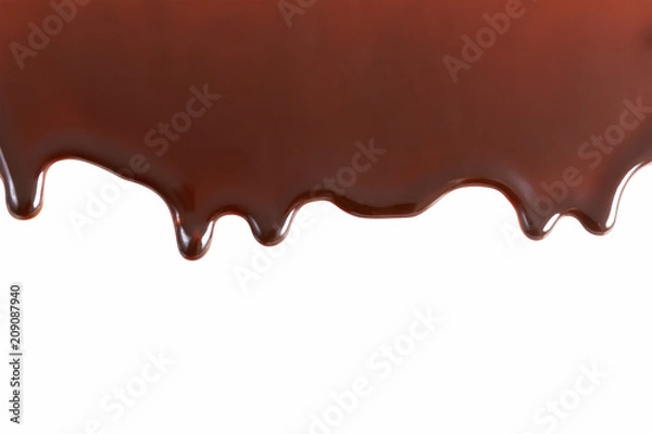 Obraz melt chocolate drop on white background, texture, pattern