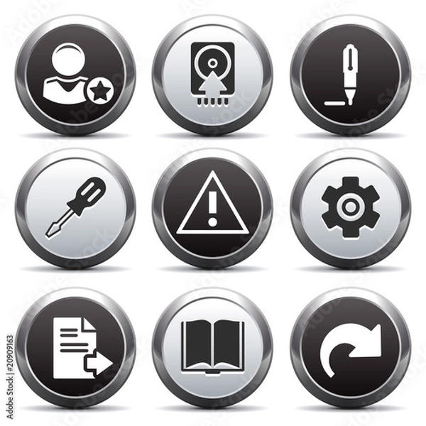 Fototapeta Metal button with icon 6