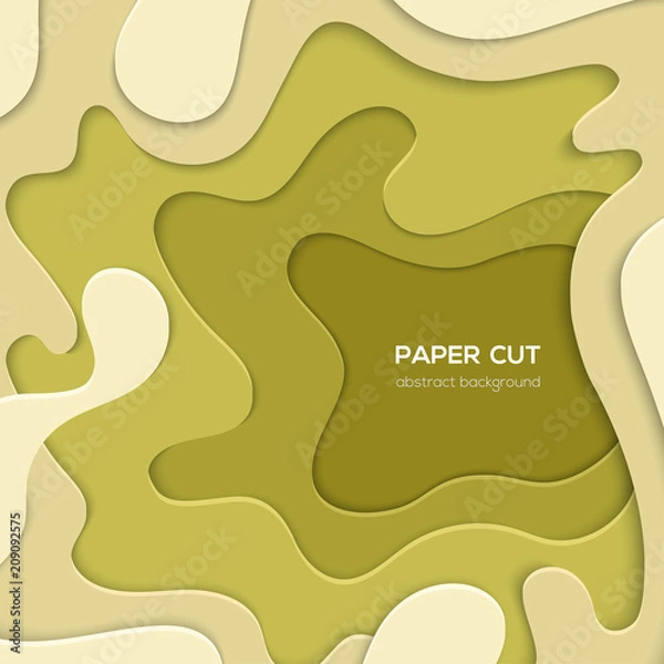 Fototapeta Green abstract layout - vector paper cut illustration