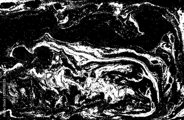 Fototapeta Black and white liquid texture. Hand drawn marbling illustration. Abstract vector background. Monochrome marble pattern.