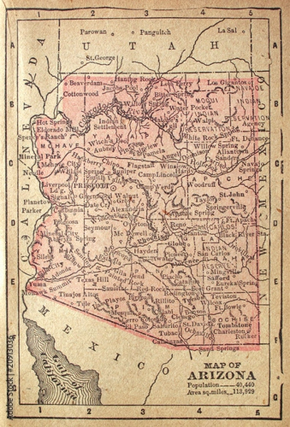 Obraz 1880 Mapa Arizony