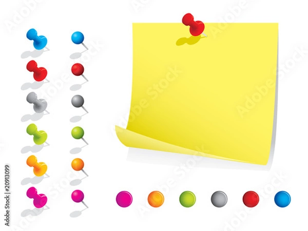 Fototapeta Memo notes with pins