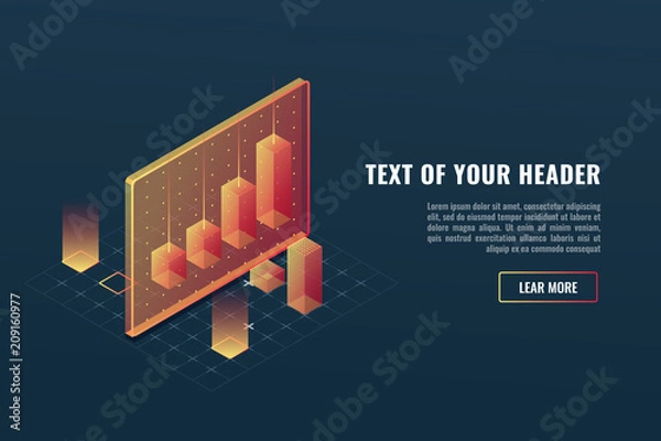 Obraz Cool business analytics concept, data visualization, 3d infographics, charts and diagram isometric vector