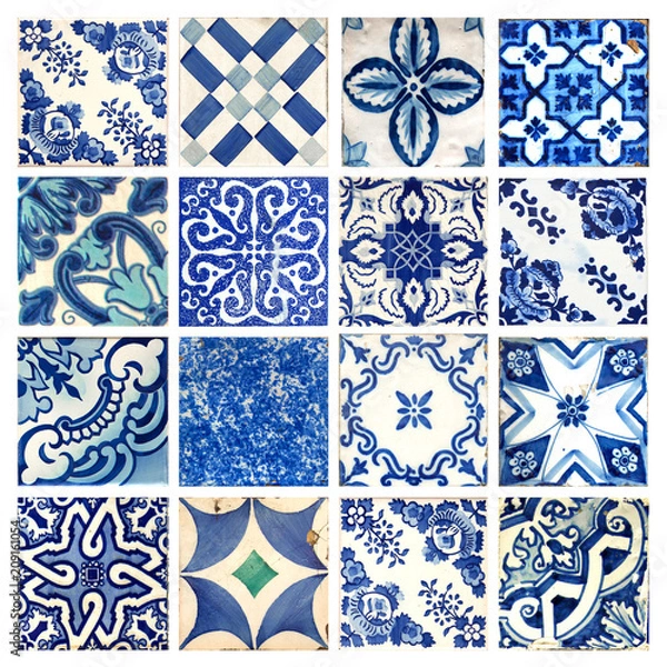 Fototapeta Collection of orange patterns tiles