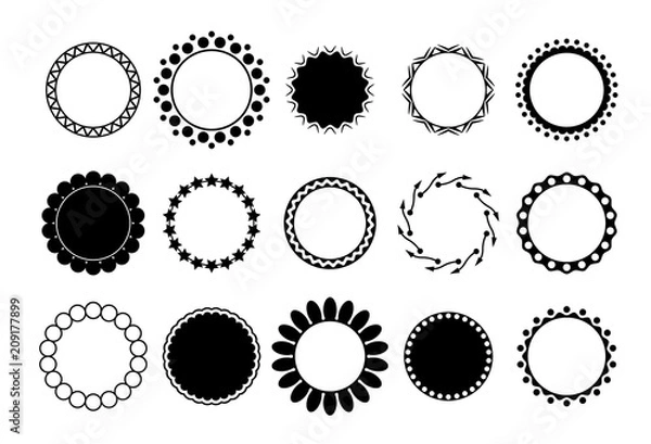 Fototapeta Set of circle frames. Suitable for round monograms. Vector illustration.