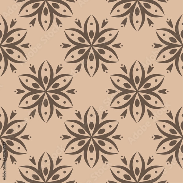 Obraz Brown floral seamless pattern on beige background
