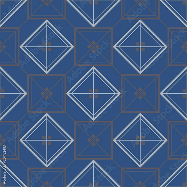 Fototapeta Seamless blue background. With geometric patterns
