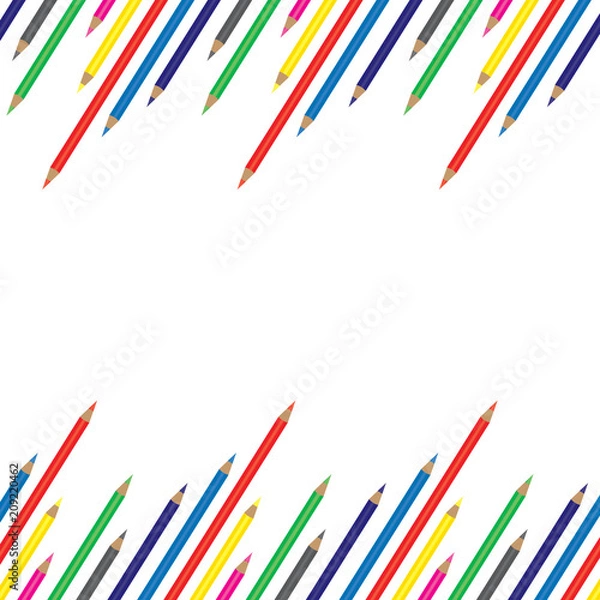 Obraz color pencils banner template on white background