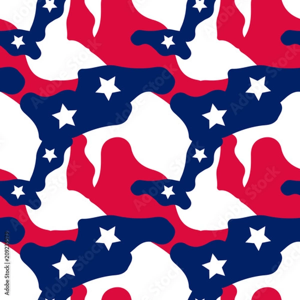 Fototapeta Abstract camo background in national USA colors - white, red and navy blue