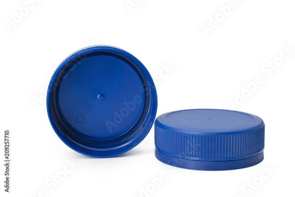 Obraz blue plastic bottle cap isolated on white background