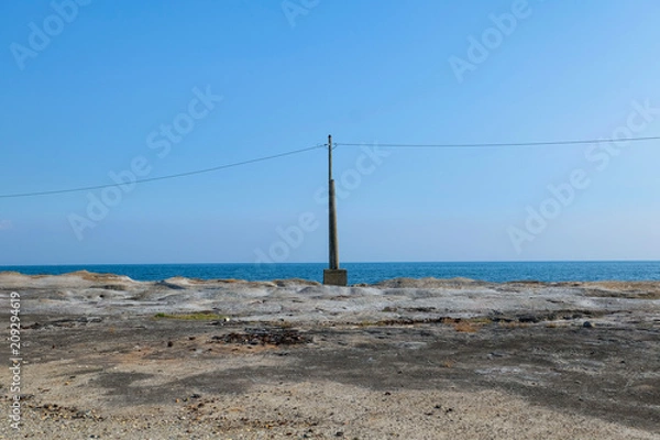 Fototapeta 電線と地平線