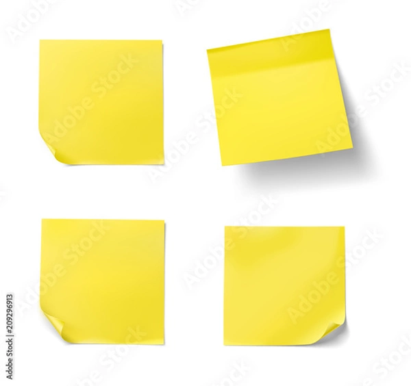 Fototapeta Set of stick notes. Vector illustration isolated on white background. Can be use for your design, presentation, promo, adv. EPS10.