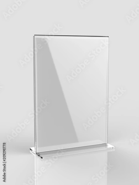 Fototapeta Blank Card stand type T type Table Tent. 3d render illustration.