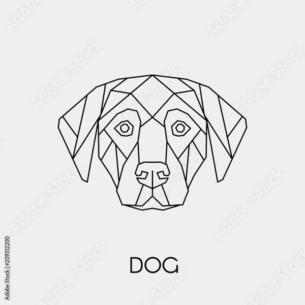 Obraz Streszczenie wielokątne głowa psa. Geometryczne zwierzę liniowe. Ilustracji wektorowych.