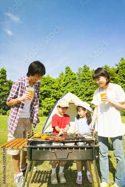Obraz バーベキューを楽しむ家族